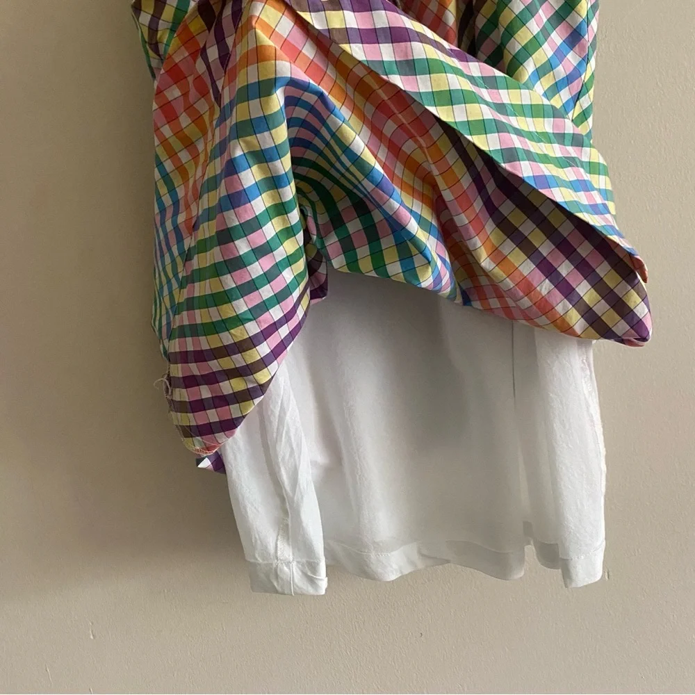 J. Crew Tie Neck Rainbow Gingham Dress - 4